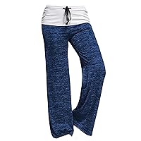 Andongnywell Women's Casual Comfy Stretch Drawstring Loose Long Wide Leg Lounge Pants Leggings Trousers