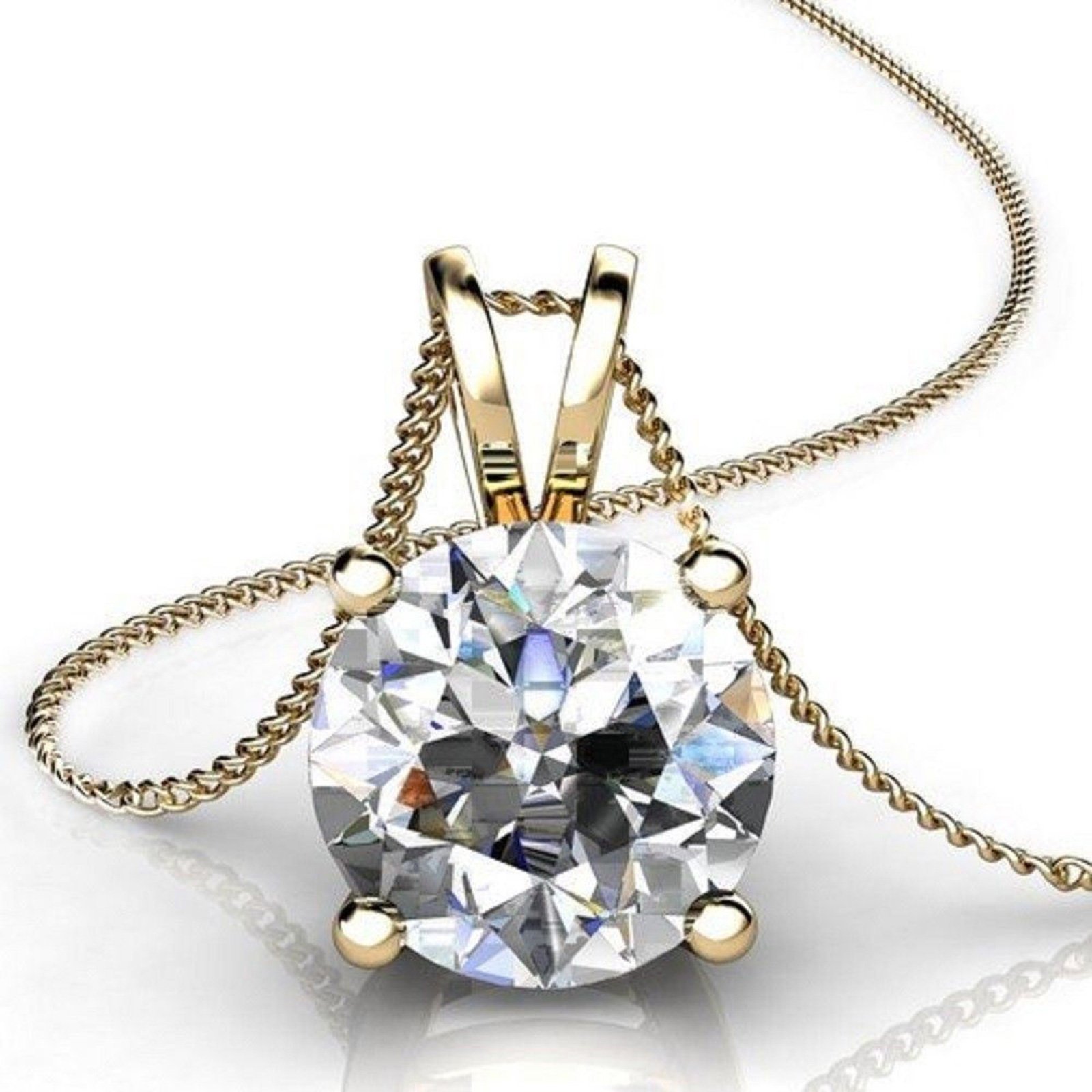 3.0 ct Brilliant Round Cut Solitaire Necklace - Genuine Moissanite Jewelry VVS1 D - Simulated Diamond Solitaire Pendant Necklace for Women with 18