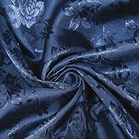 Kayla Navy Blue Polyester Floral Jacquard Brocade Satin Fabric by The Yard - 10004, 5 Yards (58x180')