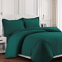 Tribeca Living Queen Duvet Cover Set, Soft Plain Bed Set Wrinkle Resistant Bedding, Microfiber, Includes One Duvet Cover and Two Sham Pillowcases, Durable Bedding 110 GSM, Valencia/Teal