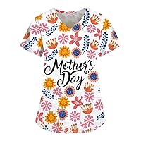 Women's Clothing Summer 2024 Mama Shirt V-Neck Short Sleeve Workwear Mom Graphic Printed Tops with, S-5XL