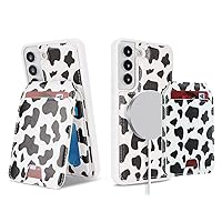 Ｈａｖａｙａ for Galaxy S22 case Wallet magsafe Compatible Samsung Galaxy S22 case Magnetic with Card Holder Samsung S22 5G case Leather Phone case Magnetic Wallet Detachable-Cow Print Black