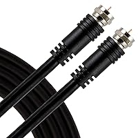 UltraPro RG6 Coaxial Cable 3ft. Black, F-Type Connectors, Double Shielded Coax, Input Output, Ideal for TV Antenna, Satellite, DVR VCR, Cable Box, Home Theater, 52162
