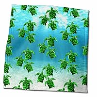 3dRose Pattern of Three Endangered Green sea Turtles Underwater Artwork. - Towels (twl-379503-3)