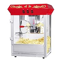 Foundation Popcorn Machine - 8oz Popper with Stainless-Steel Kettle, Reject Kernel Tray, Warming Light and Accessories by Great Northern Popcorn (Red)