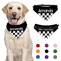 Custom Name Dog Bandanas Boy Girl Personalized Black Name Summer Bandanas for Dogs Cats Custom Puppy Pet Scarf Triangle Bibs Kerchief L (17.7-29.5 Inch)