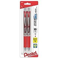 Pentel EnerGel RTX Retractable Liquid Gel Pen, Bold Line, Metal Tip, Red Ink 2-Pack (BL80BP2B)