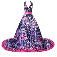 Camo and Lace Ball Gown Bridal Wedding Dresses Quinceanera Dress Halter Neck
