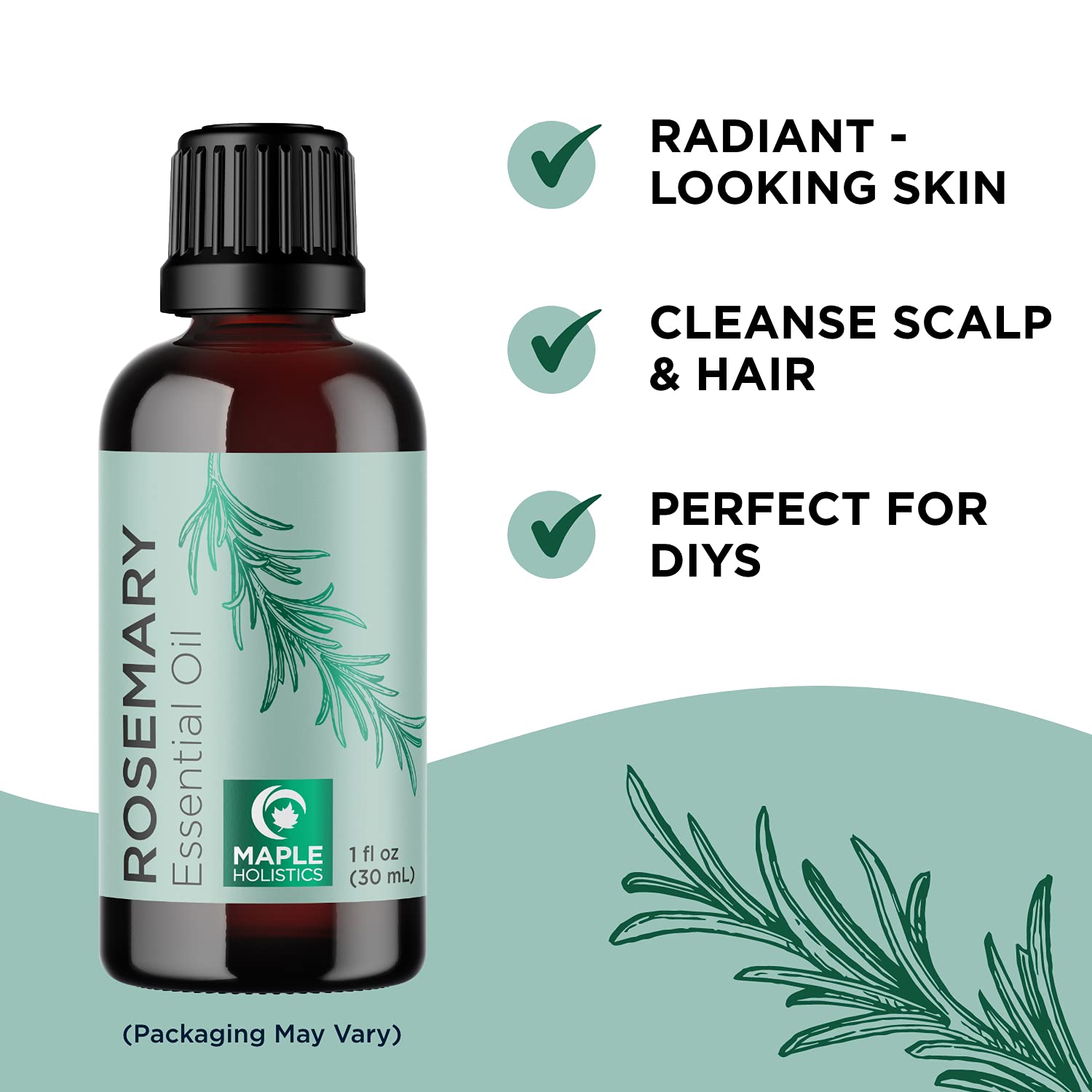 Pure Rosemary Essential Oil for Aromatherapy - Pure Rosemary Oil for Hair Skin and Nails - Refreshing Rosemary Essential Oil for Diffusers Plus Dry Scalp Treatment for Enhanced Shine