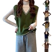 Womens V Neck Sleeveless Sweater Vest Casual Solid Cap Sleeve Knit Pullover Tank Tops 2024 Clothes