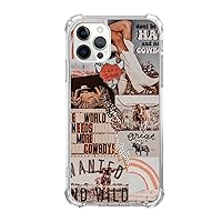Vintage Cowboy Collage Case for iPhone 13 Pro Max, Cool Aesthetic West Cowboy Cowgirl Case for iPhone 13 Pro Max for Girls Women Men, Unique Trendy TPU Bumper Protective Cover Case