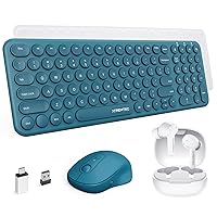 XTREMTEC 2.4G Compact Slim Wireless Keyboard and Mouse Combo,Noise Cancelling Bluetooth 5.2 Earphones