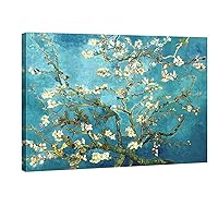 Wieco Art Almond Blossom By Vincent Van Gogh Oil Paintings Reproduction Modern Extra Large Framed Floral Giclee Canvas Prints Flowers Pictures on Canvas Wall Art for Home Office Decorations XL