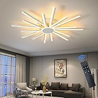 Modern LED Ceiling Light 120W Dimmable Ceiling Light Fixture with Remote Control 38.6in16 Heads White Flush Mount Ceiling Light Acrylic Ceiling Lamps for Living Room,Kitchen,Bedroom