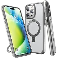 TORRAS Shock-Absorbent Fit for iPhone 15 Pro Case with Air-Filled Bumper, Military Grade Drop Protection, Compatible with MagSafe, Built-in Stand & Ring Holder for iPhone 15 Pro Case, Ostand Gray