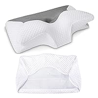 HOMCA Cervical Memory Foam Pillow with Pillowcase (White)