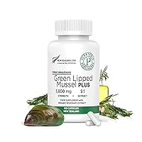 New Zealand - Green Lipped Mussel for Humans - 3800mg Serving - 4 Months Supply - Dried Freeze Perna Canaliculus with Omega 3 - Support Joint Mobility & Circulation - Non GMO & Gluten