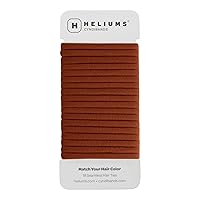 Heliums Seamless Hair Ties - Dark Ginger - Skinny 6mm No Damage Ponytail Holders, 1.75 Inch, Medium Hold for Thin to Normal Hair - 18 Pack