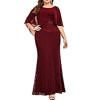 Ever-Pretty Plus Womens Maxi Crewneck Lace Bodycon Mermaid Maxi Plus Size Mother of The Bride Dress 0142A-DA