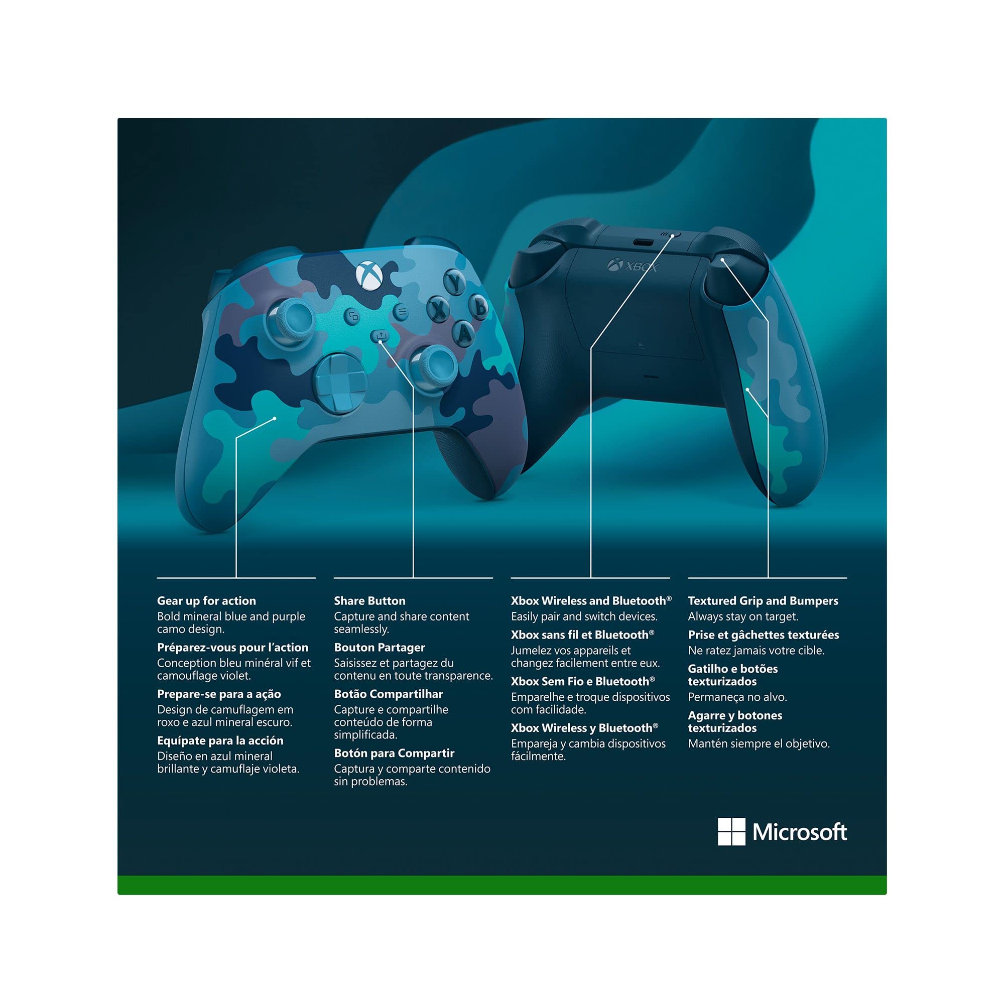 Xbox Wireless Controller Mineral Camo Special Edition - Wireless & Bluetooth Connectivity - New Hybrid D-Pad - New Share Button - Featuring Textured Grip - Easily Pair & Switch Between Devices