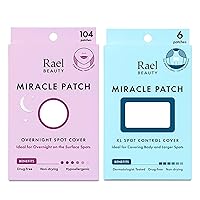 Rael Miracle Spot Cover Bundle - Overnight Spot Cover (104 Count), XL Spot Control Cover (6 Count)