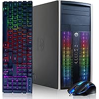 HP RGB Gaming PC Desktop Computer - Intel Quad I7 up to 3.8GHz, 16GB Memory, 128G SSD + 2TB, Radeon RX 580 8G, RGB Keyboard & Mouse, DVD, WiFi & Bluetooth, Win 10 Pro (Renewed)