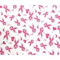 Ad Fabric, Polar Fleece Ribbons & Hearts, White/Pink Fleece Printed Fabric / 60