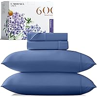 Luxury Egyptian Cotton 4 PC King Size Sheet Set - 600 Thread Count Deep Pocket Fitted & Flat Sheets, Soft, Cooling Extra Long Staple Hotel-Quality Bedding with Sateen Weave - Dark Blue