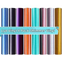 Lya Vinyl Holographic Permanent Vinyl Bundle - 8 Pack Permanent Sparkle Holographic Vinyl Sheets, 12” x 12” Adhesive Vinyl Sheets for Craft DIY, Birthday Party, Christmas Decoration