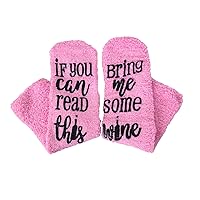 Fashion Culture Women's Bring Me Some Wine Fuzzy Socks, Cupcake Pink