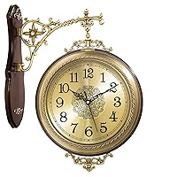 Aero Snail Retro Double Sided Wall Clock Decoration 360° Rotating Roman and Arabic Numerals Luxury Non Ticking Silent Hanging Clock