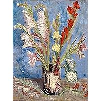 Vase with Gladioli and China Asters Poster Print by Vincent van Gogh (11 x 14)