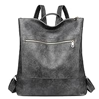 KOOIJNKO Women Fashion Backpack Purse, Multi-Purpose Shoulder Casual Daypack Large Capacity Bags (Gray)