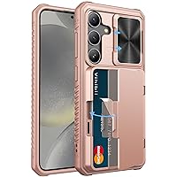 Vihibii for Samsung Galaxy S24 Case with Slide Camera Protection Cover, Built-in Card Holder (4 Cards) & Kickstand, Rugged Durable Wallet Phone Case for Samsung Galaxy S24 6.2