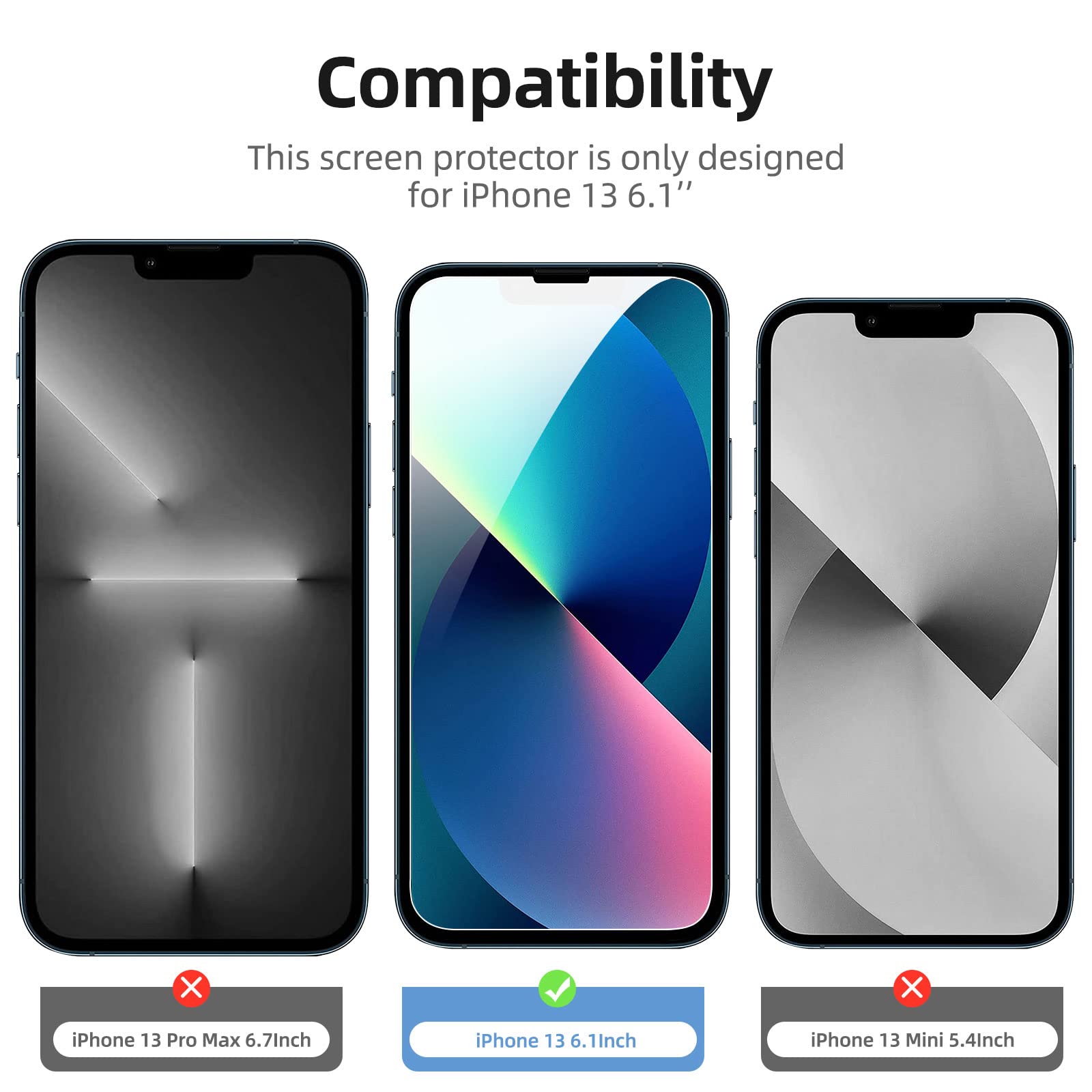 NEW'C [3 Pack] Designed for iPhone 14, 13, 13 Pro (6,1
