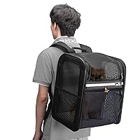 Pet Backpack Carrier, Foldable Dog Backpack Carrier for Small Dogs and Cats, Portable Breathable Folding Cat Backpack Carrier with Inner Safety Strap for Puppy Travel Hiking Camping