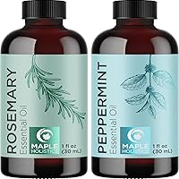 Premium Hair Oils for Hair Growth - Pure Peppermint and Rosemary Oil for Hair Growth - Hair Treatment Oils Set with Rosemary Essential Oil and Peppermint Essential Oil 1 Fl Oz Each