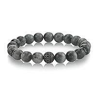 Spartan Mens Beaded Bracelet with Black Sapphires | 10mm | Available in Different Sizes
