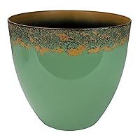 11.5 Inch Seabrook Decorative Round Planter - Lightweight Premium Resin Plant Pot with a Ceramic Look for Indoor Outdoor Use, Seafoam