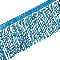 Lauthen.S Sequins Fringe Trim, Sequin Tassels Sewing Trim for DIY Craft Latin Dress Clothing Embellishment (Blue, 6 Inch x 9.8 Yards)