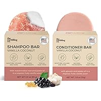 Shampoo & Conditioner Bar Set - Promote Growth, Strengthen & Volumize All Hair Types - Paraben & Sulfate Free formula with Natural Ingredients for Dry Hair (Vanilla Coconut)