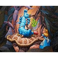 Alice in Wonderland and Absolem The Caterpillar - Canvas OR Print Wall Art