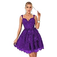 Off Shoulder Prom Dress Tulle Short Cocktail Party Dress Spaghetti Strap Lace Applique Mini Homecoming Dresses