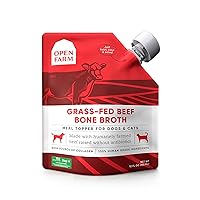Bone Broth, Food Topper for Both Dogs and Cats with Responsibly Sourced Meat and Superfoods Without Artificial Flavors or Preservatives, 12oz (Grass-Fed Beef)