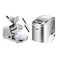 VIVOHOME Electric 4 Blades Ice Crusher Shaver Snow Cone Maker Machine Silver and Compact Countertop Automatic Ice Cube Maker Machine with Hand Scoop 26lbs/Day Silver