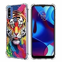 Case for Moto G Pure/Moto G Power 2022/Moto G Play 2023,Colorful Rainbow Paint Tiger Drop Protection Shockproof Case TPU Full Body Protective Scratch-Resistant Cover for Motorola Moto G Pure