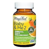 Baby & Me 2 Prenatal Vitamin and Minerals - Vitamins for Women - with Folate (Folic Acid Natural Form), Choline, Iron, Iodine, and Vitamin C, Vitamin D and more - 60 Tabs (30 Servings)