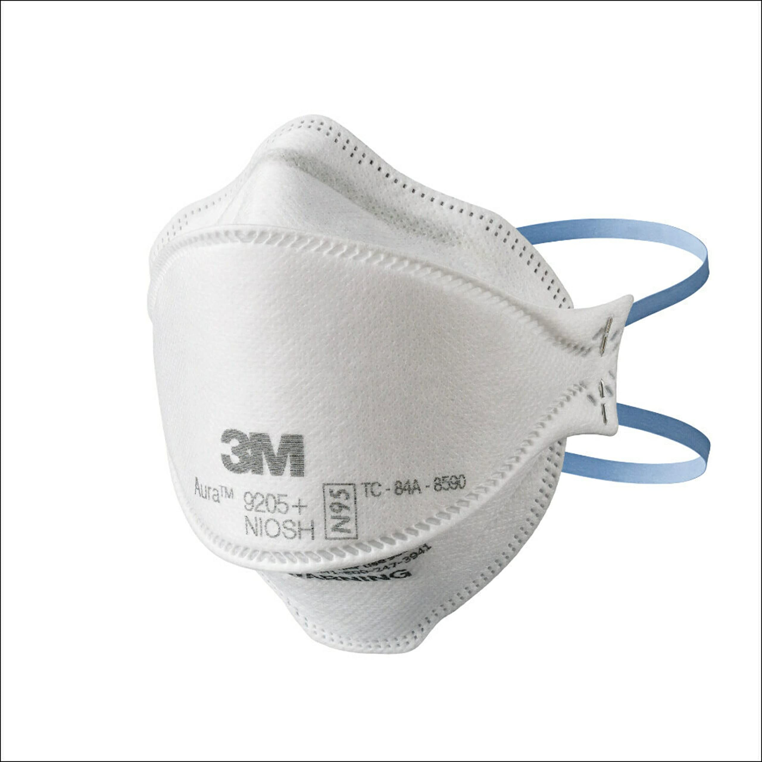 3M Aura Particulate Respirator 9205+ N95, Lightweight, Three Panel Designed Respirator Helps Provide Comfortable And Convenient Respiratory Protection, 10-Pack