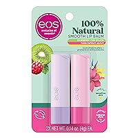 eos 100% Natural Lip Balm, Raspberry Kiwi Splash & Passionfruit Agave, All-Day Moisture, Lip Care Products, 0.14 oz, 2-Pack