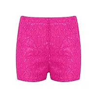 Kids Girls Solid Color Elastic Waist Lace Style Shorts Girls Dance Gym Fitness Activewear Shorts